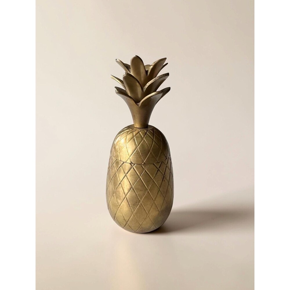 Vintage Brass Pineapple Trinket Box & Lidded Jar Storage - 6.5" Mid Century